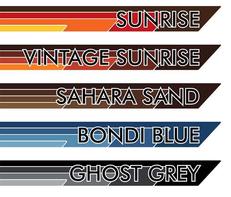 Broome Lite body stripes kit - J75 J79 Series Toyota Land Cruiser Dual Cab colour reference