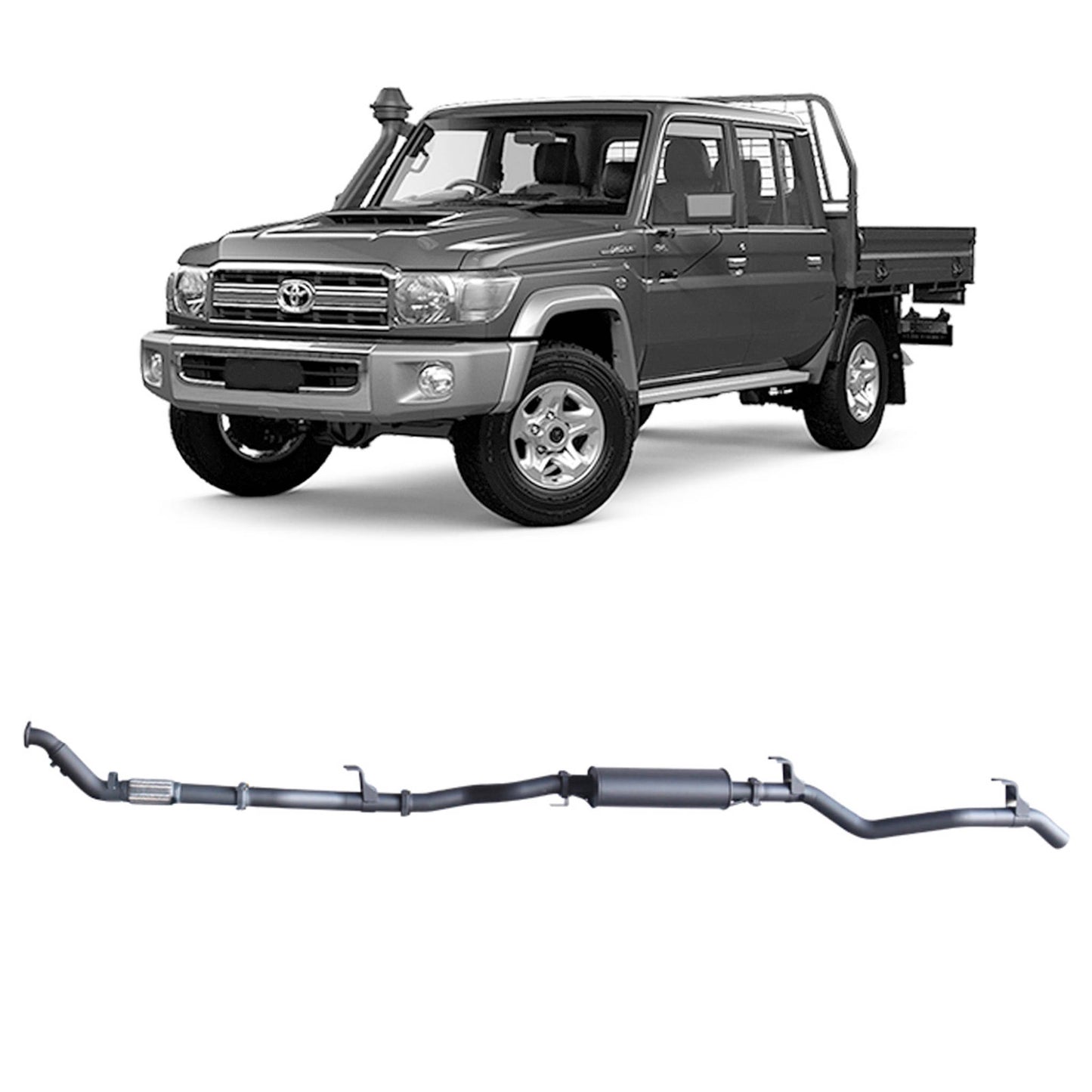 70 Series Land Cruiser Extreme Duty Exhaust - 79 Series Dual Cab (01/2012 - 10/2016)