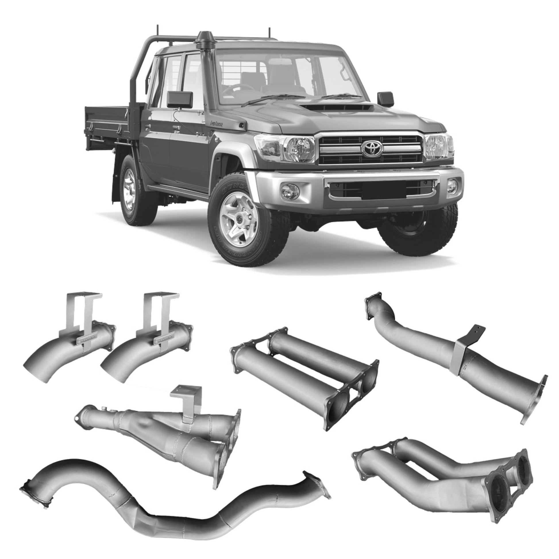 Toyota Land Cruiser Redback Extreme Duty Twin 4" Exhaust for Toyota Landcruiser 79 Series