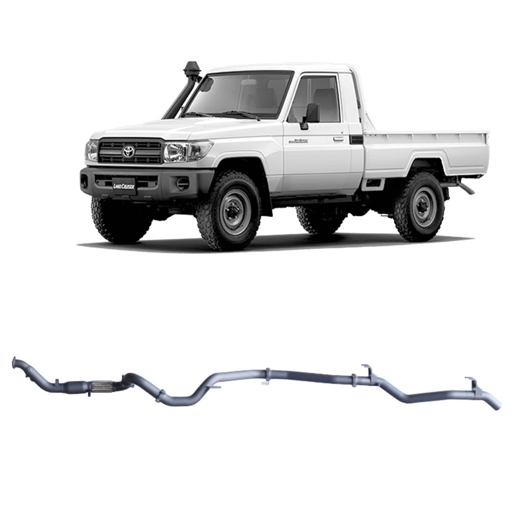 Extreme Duty 3" Turbo Back Exhaust for the Toyota LandCruiser 79 Series Single Cab (03/2007 - 10/2016) (view 5)