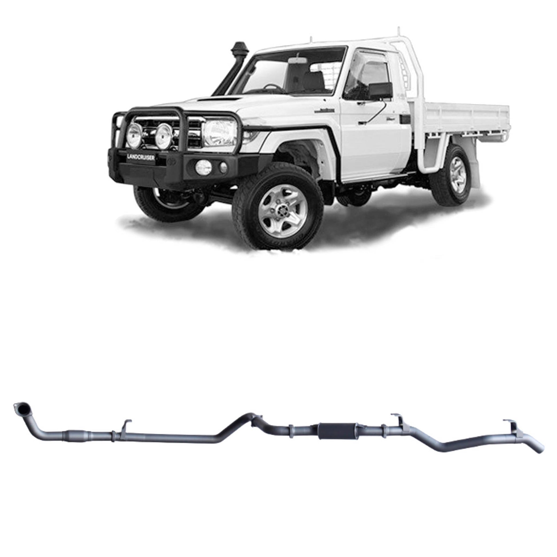 Extreme Duty 3" Factory Dump Pipe Back Exhaust for the Toyota LandCruiser 79 Series 4.2L TD (01/2001 - 01/2007) (view 3)