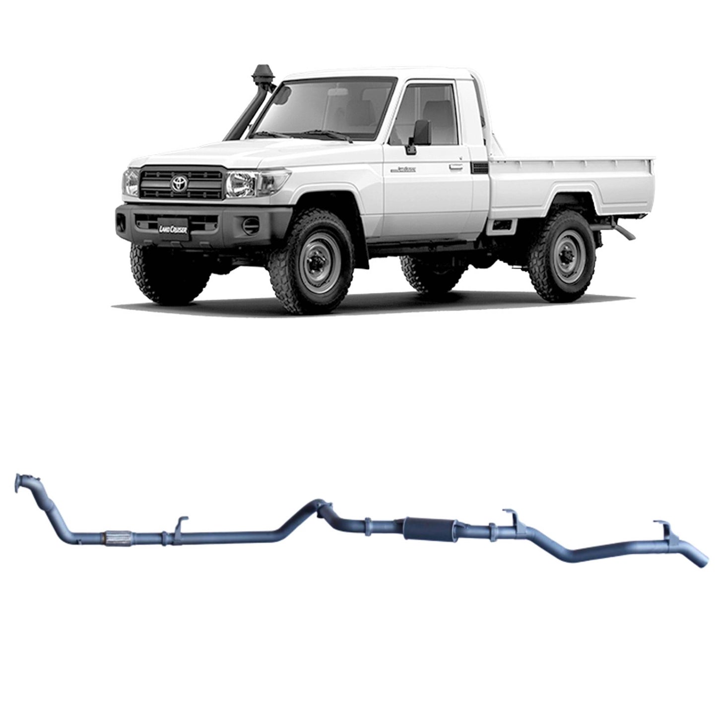 Extreme Duty 3" Exhaust for the Toyota LandCruiser 79 Series 4.2L 1HZ (10/1999 - 01/2007) (view 2)