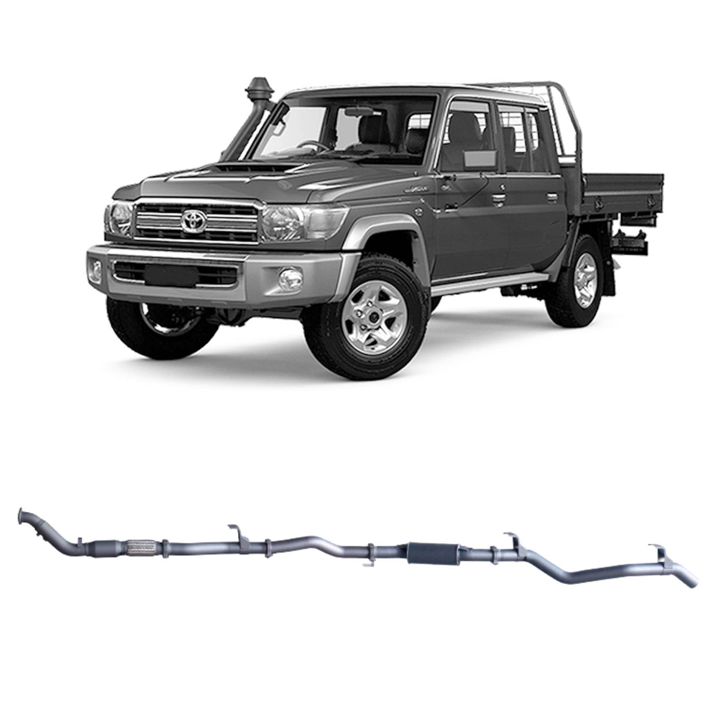 Extreme Duty 3" Turbo Back Exhaust for the Toyota LandCruiser 79 Series Dual Cab w/ Auxiliary Fuel Tank (01/2012 - 1 (view 3)