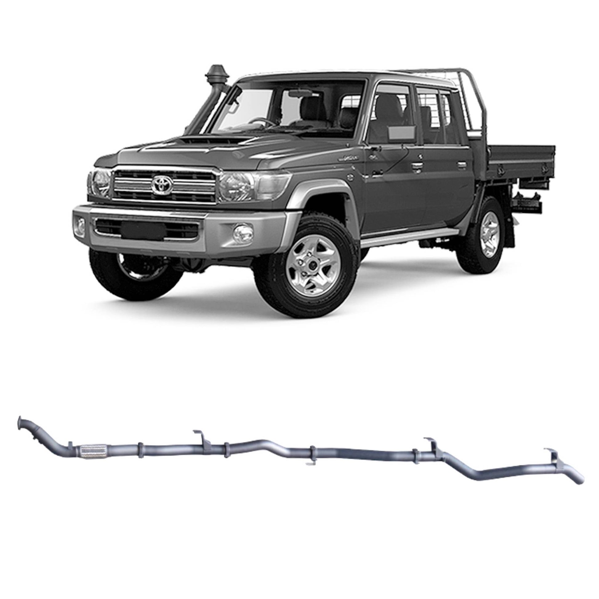 Extreme Duty 3" Turbo Back Exhaust for the Toyota LandCruiser 79 Series Dual Cab w/ Auxiliary Fuel Tank (01/2012 - 10/2016)