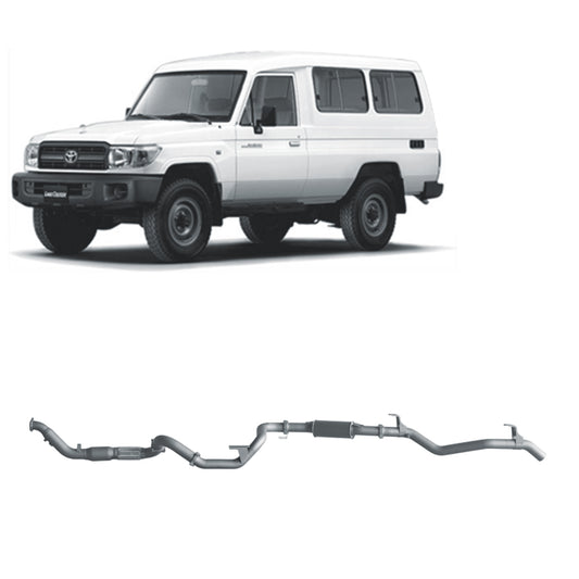 Extreme Duty 3" Factory Dump Pipe Back Exhaust for the Toyota LandCruiser 78 Series 4.2L TD (01/2001 - 01/2007)